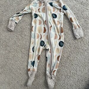 Little Sleepies Cream One-Piece Footie with Neutral Moon Print